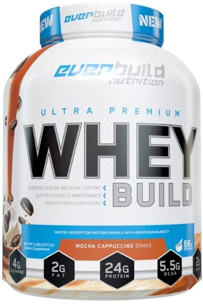 Ultra Premium Whey Build, cappuccino mocha, 2.27 kg, Everbuild