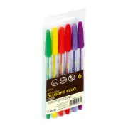 Pix cu bila Grand 160-2011, 1. 0mm, cu capac, corp transparent, blister 6 culori (verde, galben, orange, rosu, mov, ciclam)
