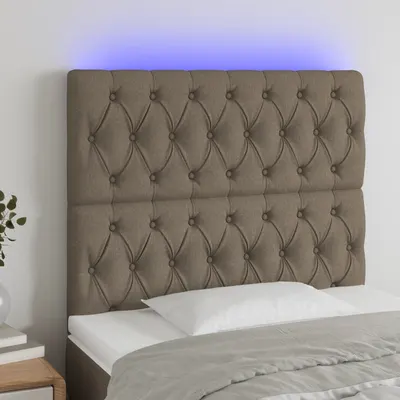 vidaXL Tăblie de pat cu LED, gri taupe, 100x7x118/128 cm, textil
