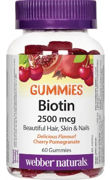 Gummies Biotin, 2500 mcg, 60 tablete, Webber Naturals