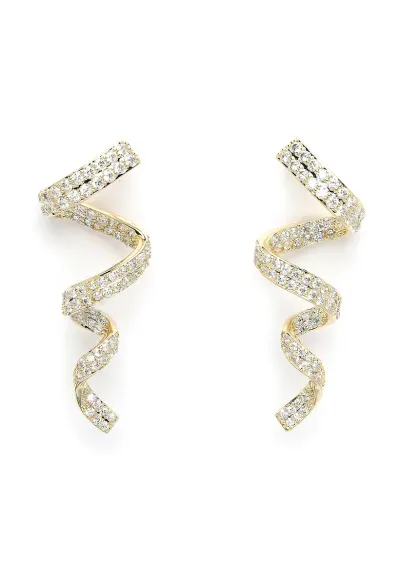 Cercei drop cu zirconia - Transparent - Auriu/Transparent