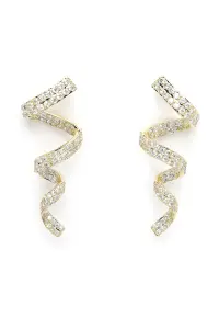 Cercei drop cu zirconia - Transparent - Auriu/Transparent