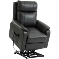 HOMCOM Fotoliu cu ridicare și relaxare pentru seniori, fotoliu electric cu lift din piele ecologică cu dublu motor, perne cu arc, Negru | Aosom Romania