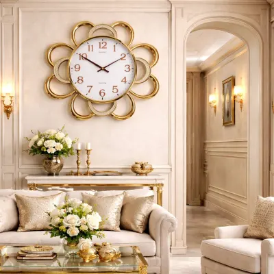 Ceas de perete decorativ floral 58 cm fosforescent design elegant modern silentios