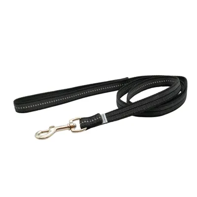 Lesa Herm. Sprenger din nailon pentru dresaj cu insertie cauciucata cu maner - Negru - 120 cm