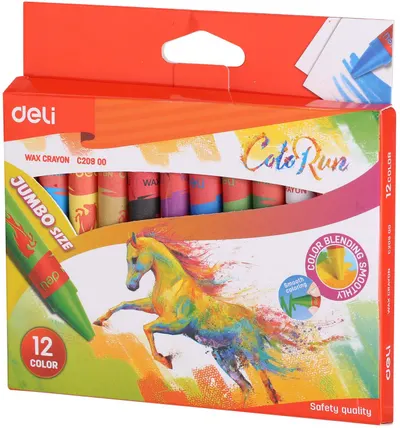 Pasteluri cu ceară Deli Colorun - Jumbo, EC20900, 12 culori
