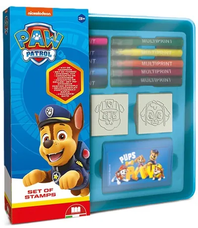 Set de ștampile Multiprint Paw Patrol - 4 buc, cu 10 carioci