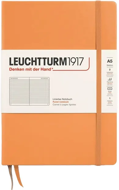 Caiet Leuchtturm1917 New Colours - A5, pagini liniare, Apricot, coperte rigide