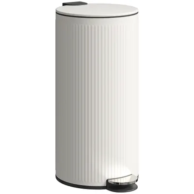 HOMCOM Coș de gunoi 30 L cu capac soft-close, metal și PP, crem | Aosom Romania