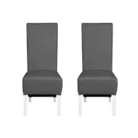 Set 2 scaune living VANESSA, picioare lemn alb, piele ecologica gri, 47x60x110 cm