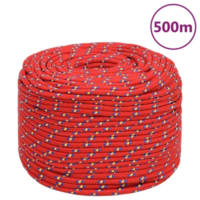 vidaXL Frânghie de barcă, roșu, 10 mm, 500 m, polipropilenă