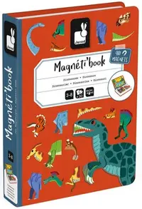 Carte magnetica pentru copii Janod - Dinozauri, 50 piese