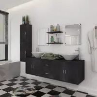 Gossi set mobilier baie format din 9 piese cu chiuvete incluse, negru