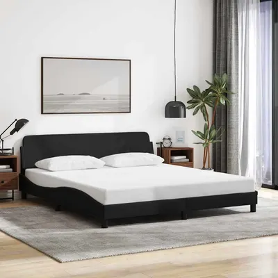 vidaXL Cadru de pat, Dover, negru, 180x200 cm, textil