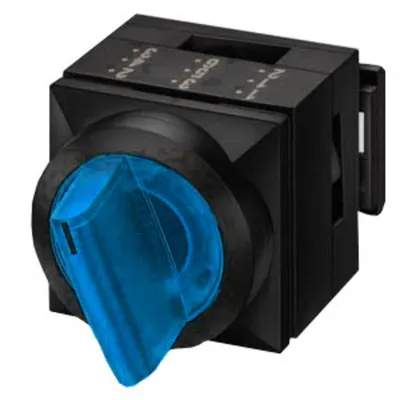 Buton selector 2 poz. 50°albastru si ind luminos,cu revenire