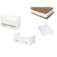 Set Patut din lemn Julia 120x60 cm + Saltea Cocos Confort II + Protectie impermeabila Qmini