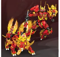Constructor Sembo Block: Robot transformabil 2 în 1 - Fire Leopard, 497 piese