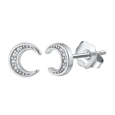 Cercei argint 925, JW1778, model semiluna, placati cu rodiu