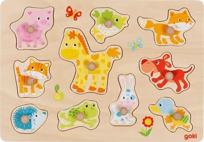 Puzzle cu mânere Goki - Animale pentru copii