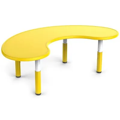 Masa semirotunda galbena, din plastic, reglabila, marimea 1-3 pentru gradinita