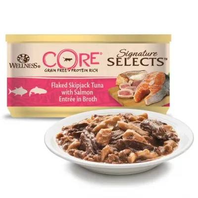 Wellness Core Signature Select hrană umedă pentru pisici: ton și somon în supă, 79 g