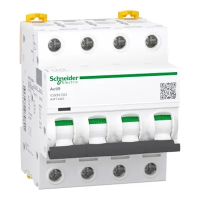 Acti9 Ic60n, intreruptor miniatura, 4P, 63A, curba C