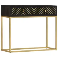 Gossi masa consola, negru si auriu, 90x30x75 cm, lemn masiv de mango