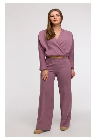 Pantaloni de trening cu croiala larga - Roz prafuit