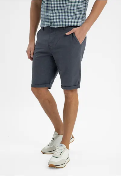 Pantaloni scurti barbati din bumbac - cu buzunare - Comfort Fit - P-Shad - denim - Albastru denim