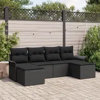 Gossi set de canapea de gradina 6 piese cu perne negru ratan poli