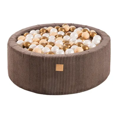 Piscină cu bile maro din catifea reiată ø 90x30 cm Montessori – Meowbaby