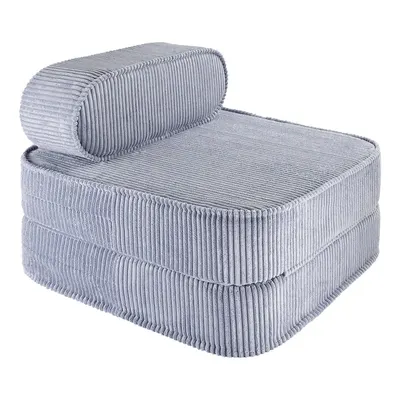 Fotoliu de copii albastru cu tapițerie din catifea reiată Flip – Wigiwama