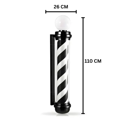 Sigla Barber Shop, Reclama luminoasa frizerie, Barber Pole, 110CM - TOTAL NEGRU