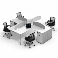 Set OptiSpace & FlexiPro - Birou operational cu 4 posturi,dulapuri integrate si Scaun de birou ergonomic