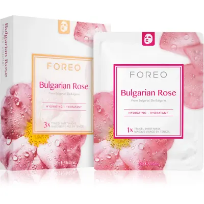 FOREO Farm to Face Sheet Mask Bulgarian Rose mască textilă hidratantă 3x20 ml