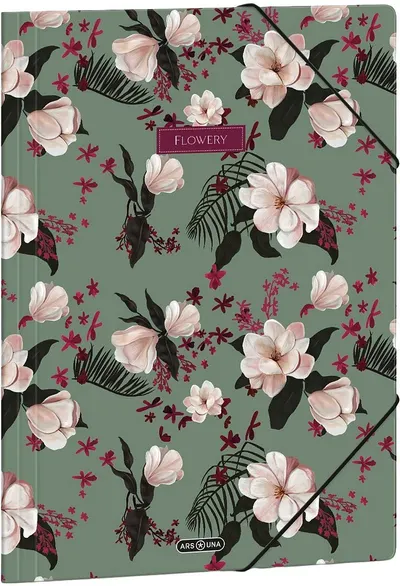 Mapă cu elastic Ars Una Flowery Green - A4