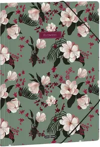 Mapă cu elastic Ars Una Flowery Green - A4