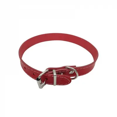 Zgarda din piele pentru caini Nr. 2 Petro Rosie 1,9 x 45 cm