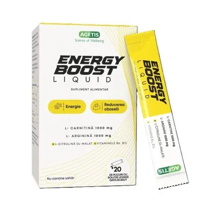 Complex aminoacizi cu vitamina B6 si B12 Energy Boost, 20 plicuri