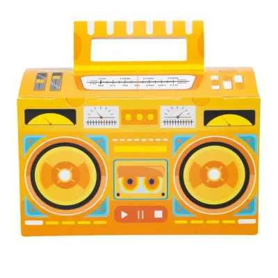 Cutie hârtie cu mâner în formă de radio - galben (set 12 buc) 15x8x9cm - Default Title