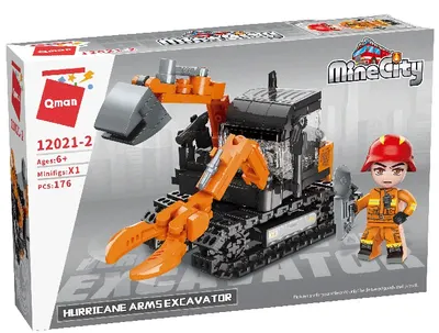 Set de construcții Qman - Excavator de salvare, 176 piese