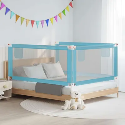 vidaXL Balustradă de protecție pat copii, albastru, 180x25 cm, textil