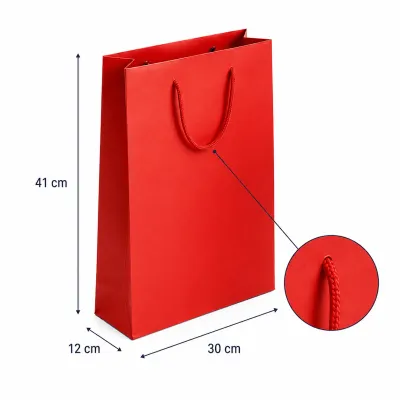Pungi cadou dreptunghiulare uni - roșu (set 12 buc) - Mare - 30x41x12cm