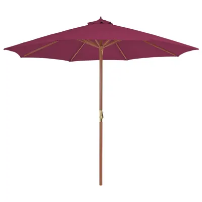 Gossi umbrela de soare exterior, stalp din lemn, 300 cm, rosu bordo