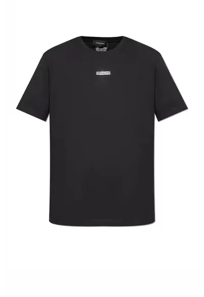 Men T-Shirt logo-plaque Black - Negru