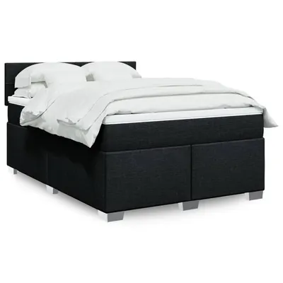 Gossi pat box spring cu saltea, negru, 160x200 cm, textil