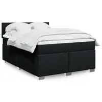 Gossi pat box spring cu saltea, negru, 160x200 cm, textil