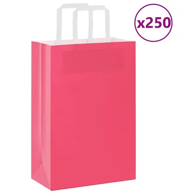 Gossi pungi de hartie 250 buc cu manere roz 21x11x31 cm