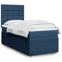 Gossi pat box spring cu saltea, albastru, 90x190 cm, textil