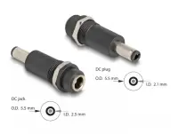 Adaptor alimentare DC 5.5 x 2.5mm la DC 5.5 x 2.1mm M-T, Delock 64281